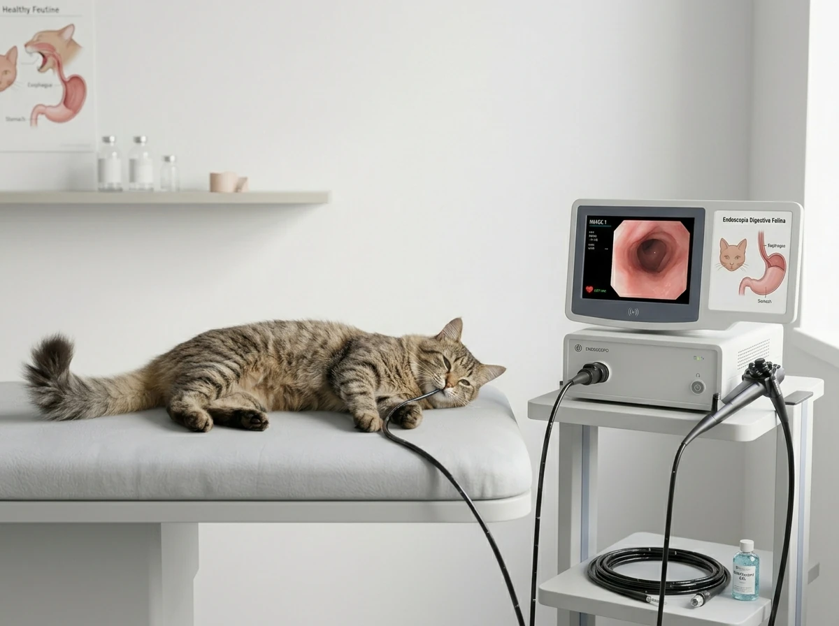 Procedimento de endoscopia veterinária na Agro Curió Clínica Veterinária em São José dos Campos