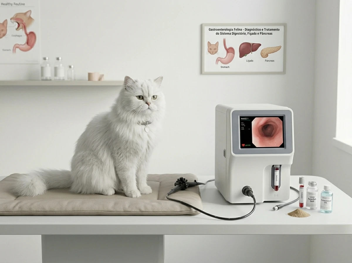 Investigação clínica de sintomas digestivos em cães e gatos na Agro Curió Clínica Veterinária