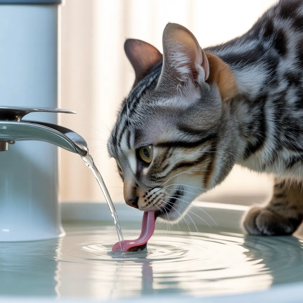 Gato sendo examinado ou bebendo água