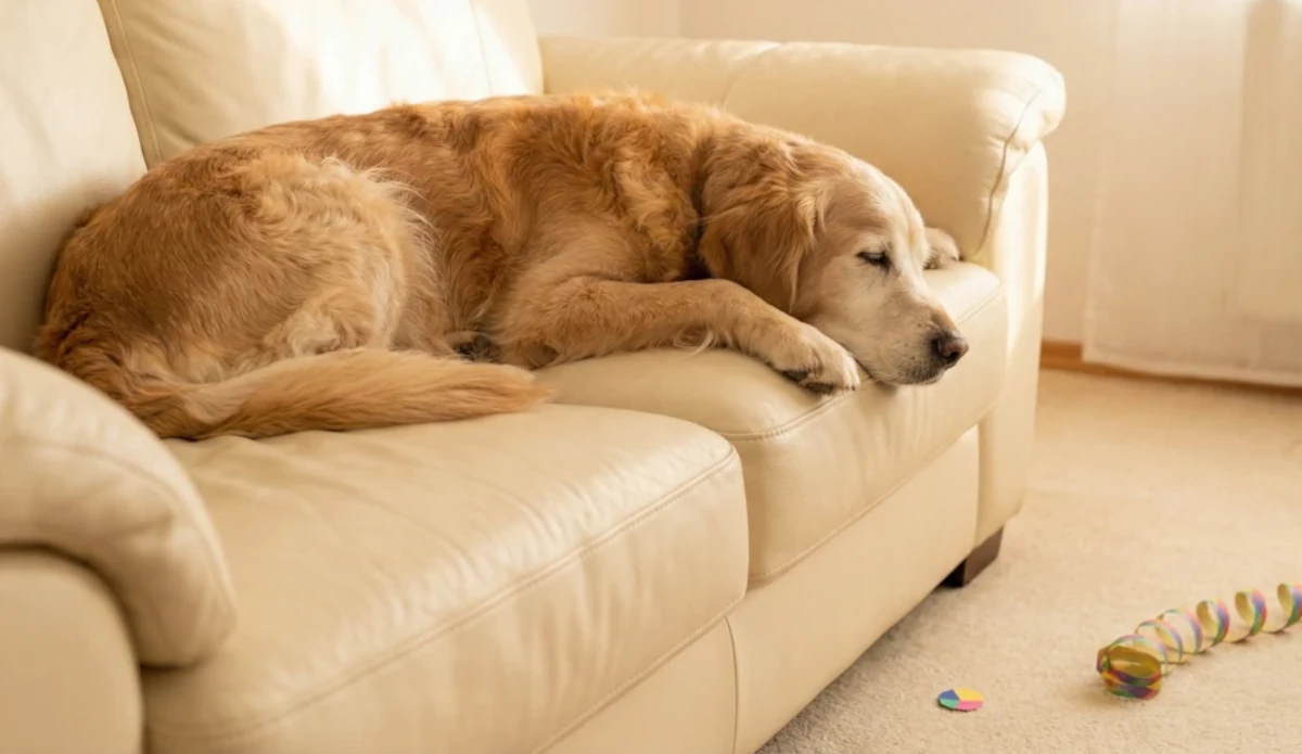 Cão idoso descansando calmamente
